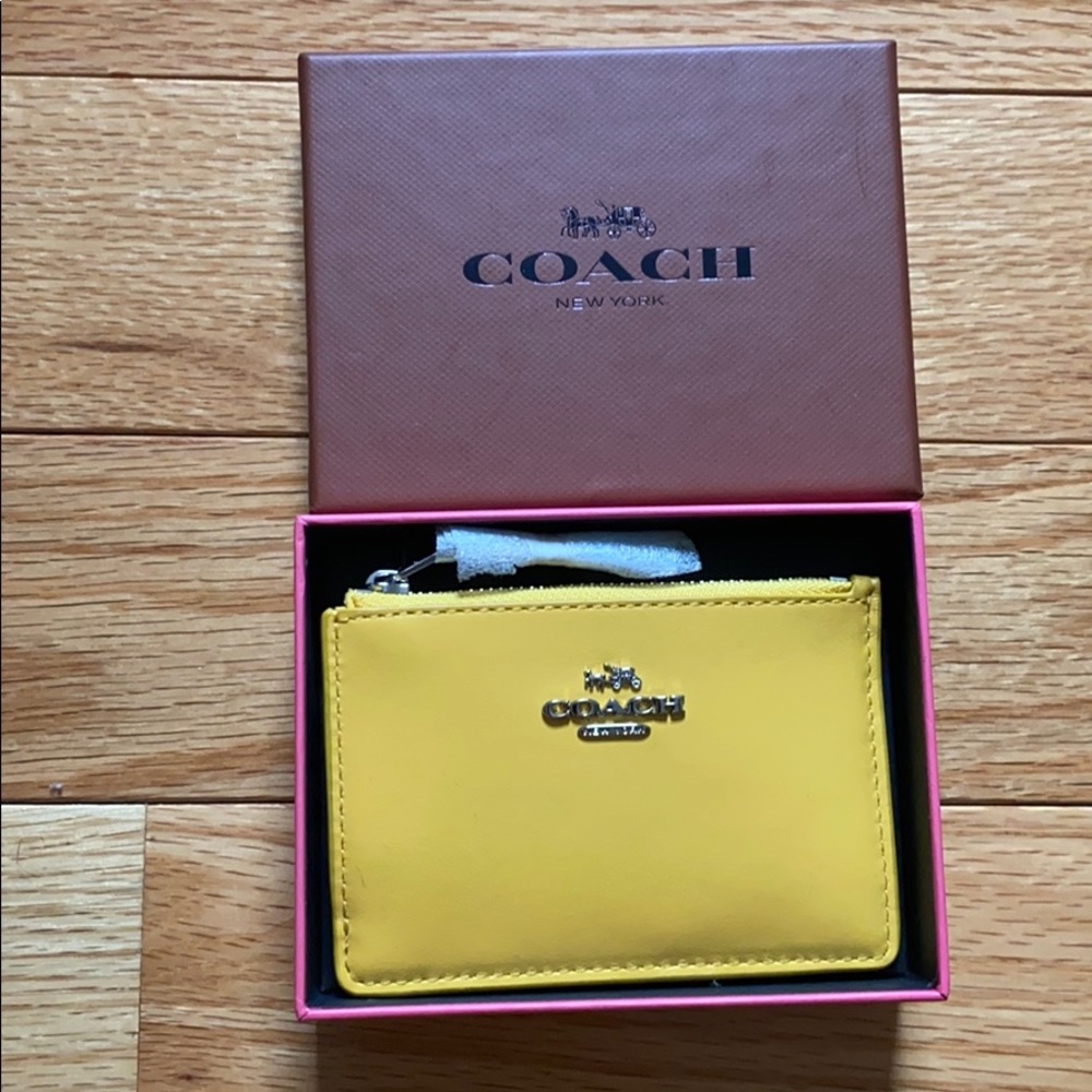 Yellow Leather Coach ID case NWT still in box!